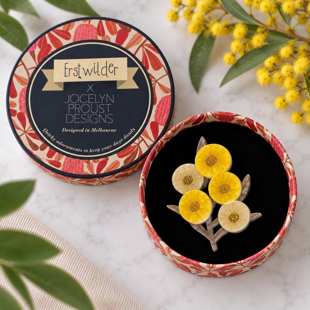 Erstwilder Brooch 2021 A Walk In The Wattle Jocelyn Proust Resin Limited Jewelry